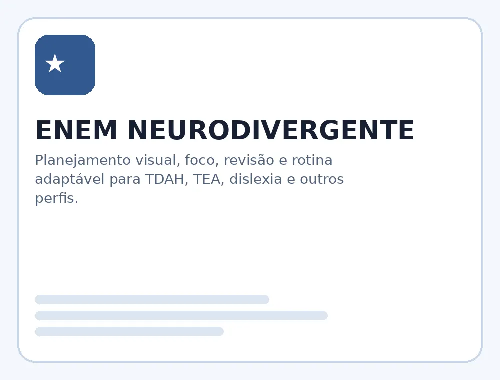Kit ENEM para estudantes com TDAH, TEA, dislexia e outros perfis neurodivergentes